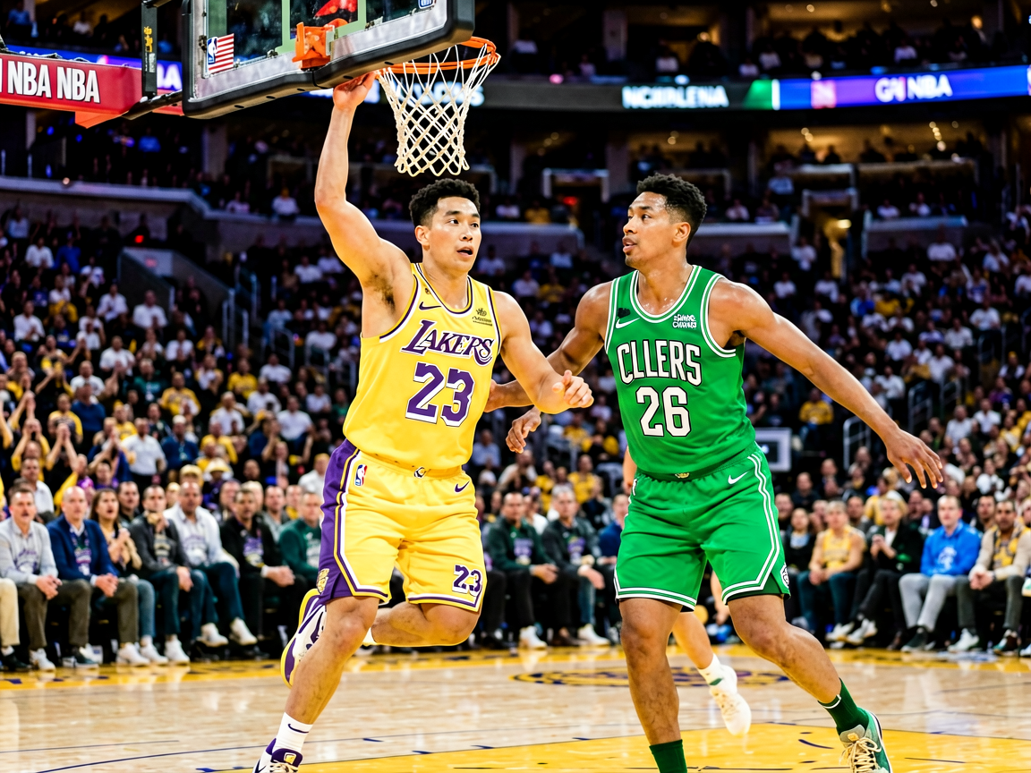 NBA季后赛湖人对阵凯尔特人的精彩比赛瞬间